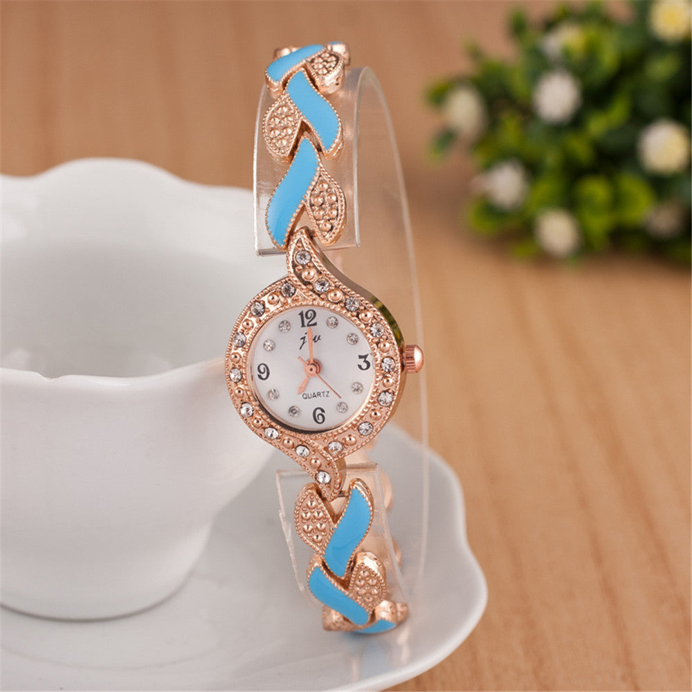 Leaf bracelet quartz wrist watch