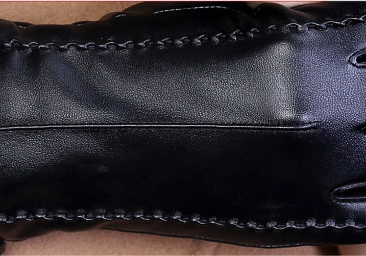 Fashionable Ladies Thick Warm Leather Gloves