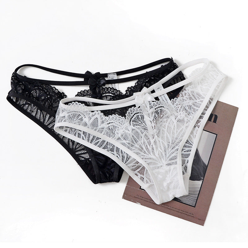 Lace cross cutout panties