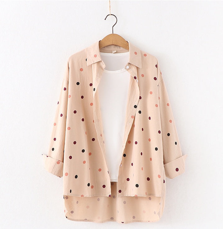 Women Polka Dot Print Blouse Shirts