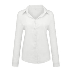 Loose Button Lapel Cardigan Top Long Sleeve Shirt Womens Blouses