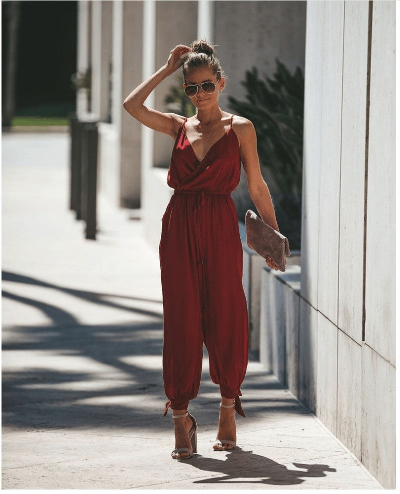 Women's Jumpsuit Flowers Print Spaghetti Strap Romper