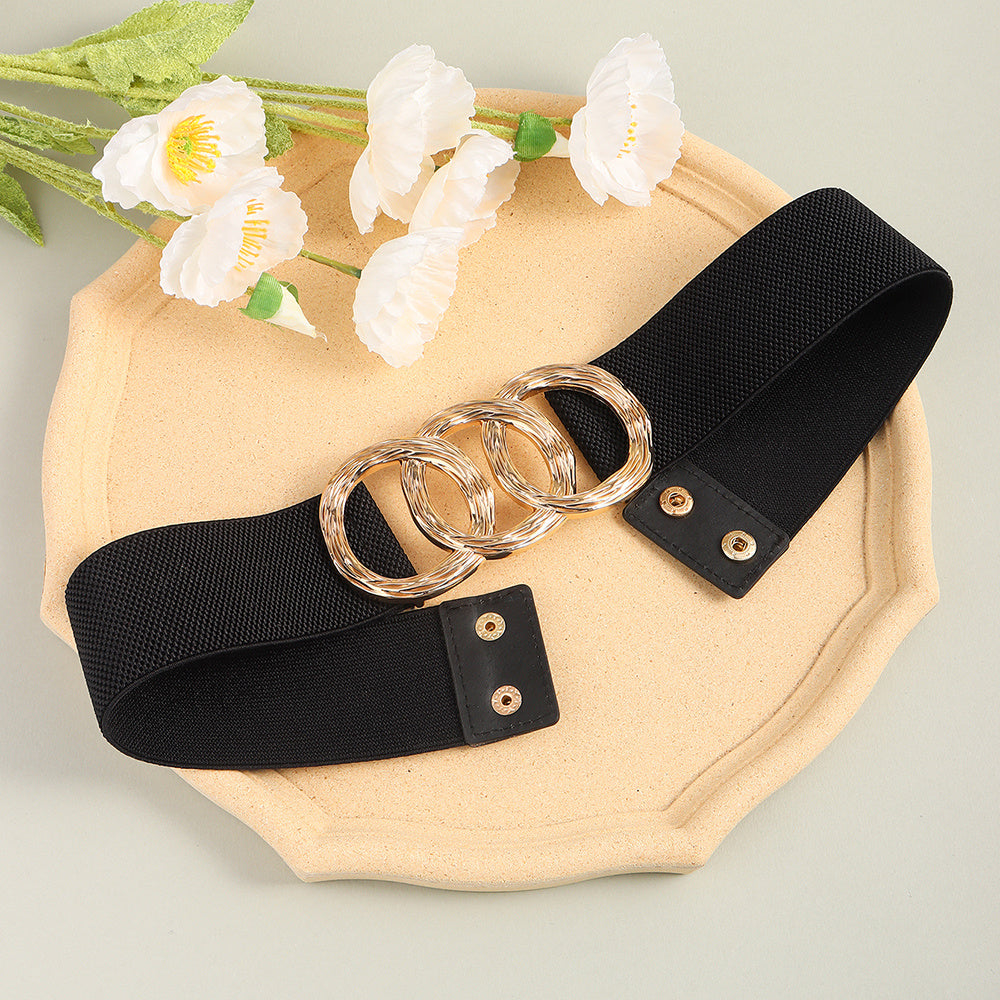 Ladies Belt High Sense Decoration With Suit Dress With Coat Geometric Circle Buckle Wide Belt