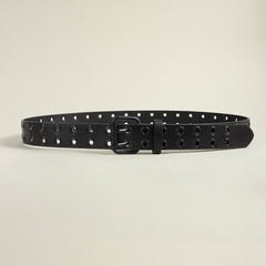 Men's And Women's Double-buckle Cutout Hip Hop Trend Metal Cutout Punk Belts