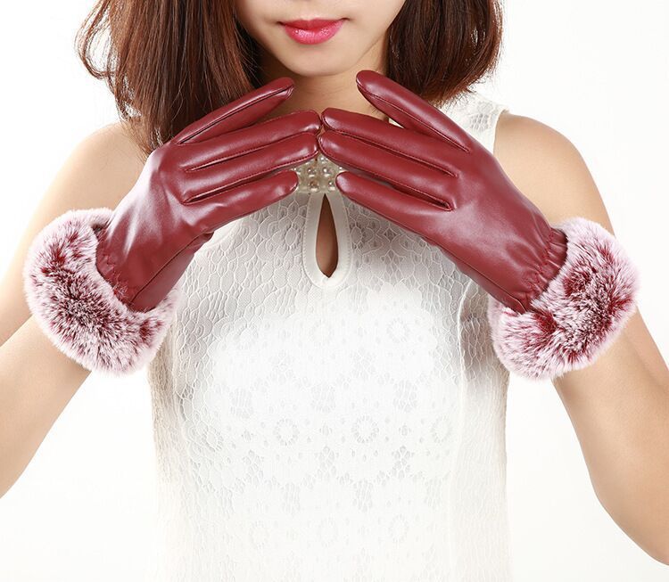 Ladies Plus Velvet Thick Warmth Touch Screen Gloves