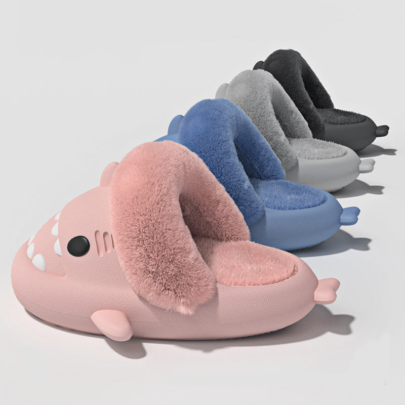 Winter Shark Slippers Detachable Warm Fuzzy Slippers Bedroom House Shoes Women